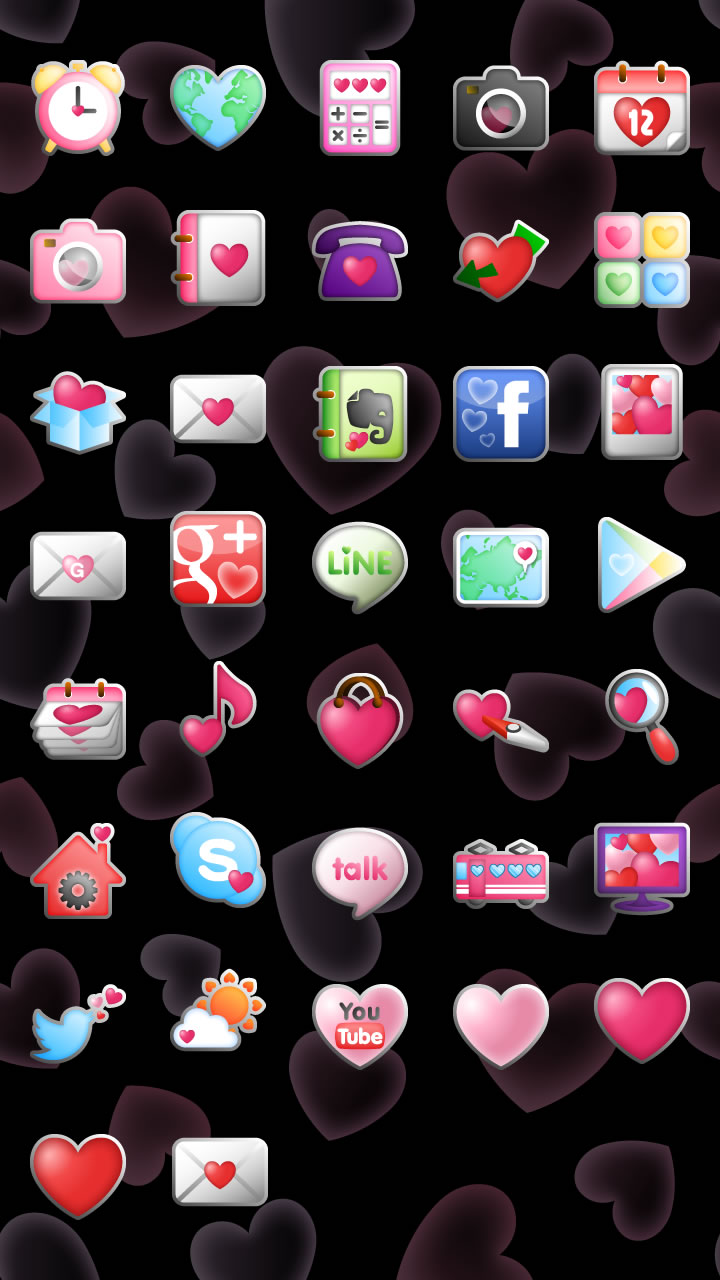 Pinky Heartアイコンきせかえ Lovely Heart アニメきせかえ壁紙専門サイト Cmn Detail Icon Set